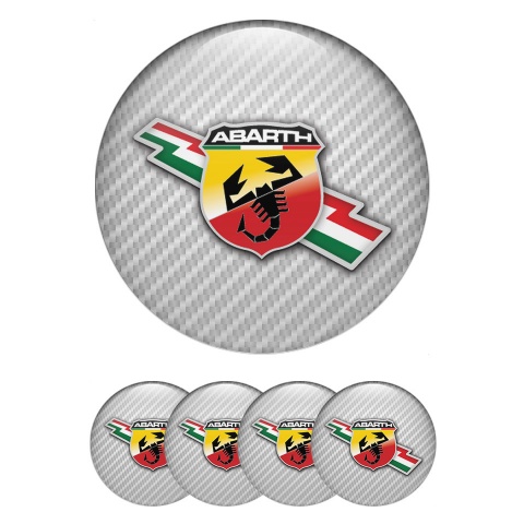 Fiat Abarth Emblem for Center Wheel Caps White Carbon Lightning Design