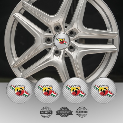 Fiat Abarth Emblem for Center Wheel Caps White Carbon Lightning Design