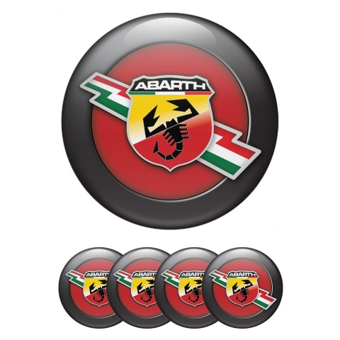 Fiat Abarth Wheel Emblem for Center Caps Crimson Base Black Ring