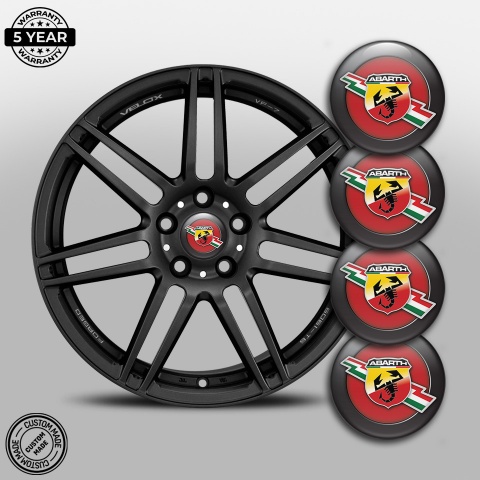 Fiat Abarth Wheel Emblem for Center Caps Crimson Base Black Ring