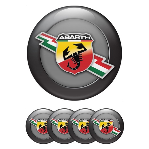 Fiat Abarth Stickers for Wheels Center Caps Dark Grey Black Ring