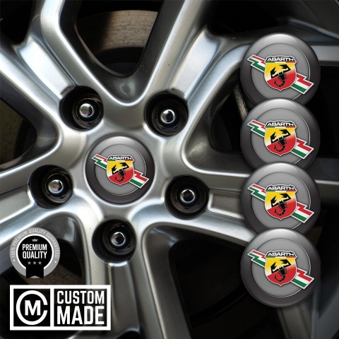 Fiat Abarth Stickers for Wheels Center Caps Dark Grey Black Ring