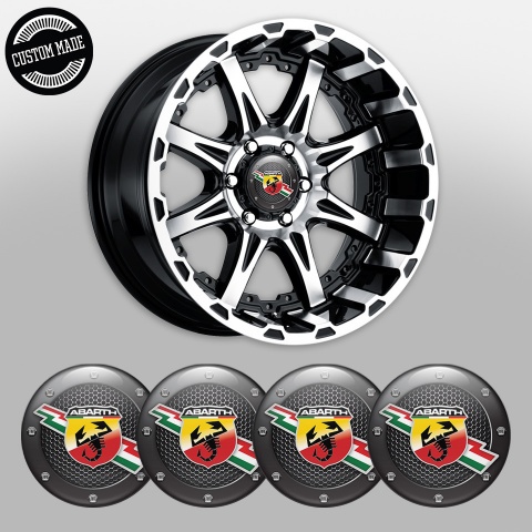 Fiat Abarth Emblems for Center Wheel Caps Dark Mesh Fine Logos