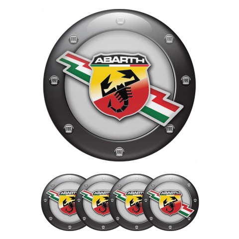 Fiat Abarth Wheel Emblem for Center Caps Light Grey Small Logos