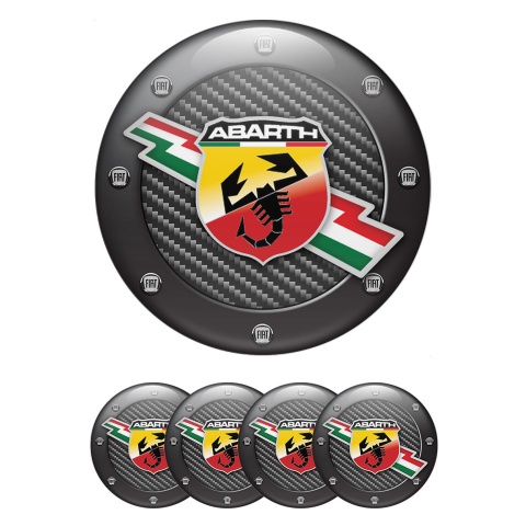 Fiat Abarth Stickers for Wheels Center Caps Black Carbon Small Logos