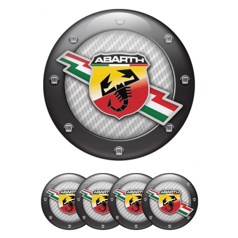 Fiat Abarth Emblem for Wheel Center Caps White Carbon Fine Logos