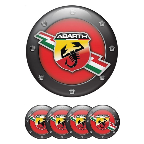 Fiat Abarth Wheel Emblem for Center Caps Crimson Base Fine Bolts Fragments