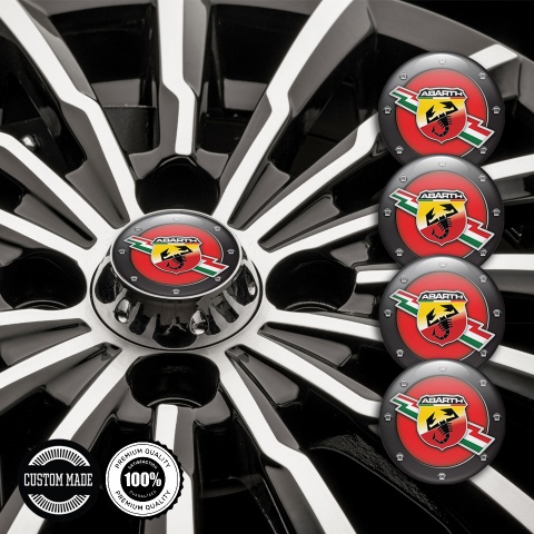 Fiat Abarth Wheel Emblem for Center Caps Crimson Base Fine Bolts Fragments