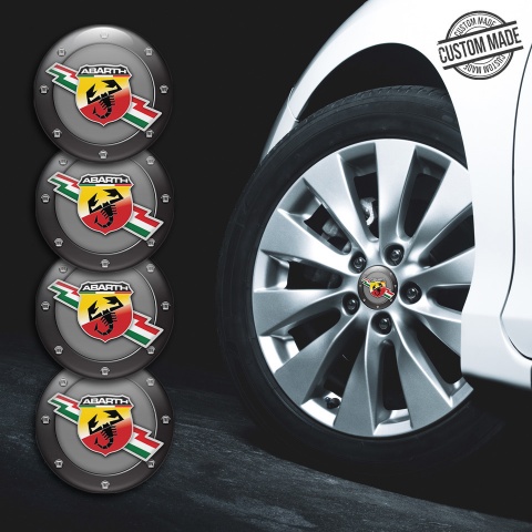 Fiat Abarth Stickers for Wheels Center Caps Grey Core Fine Bolts Edition