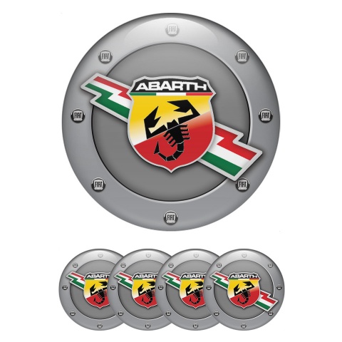 Fiat Abarth Stickers for Wheels Center Caps Grey Fill Ash Circle Design