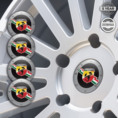 Fiat Abarth Emblem for Wheel Center Caps Black Fill Ash Circle Edition