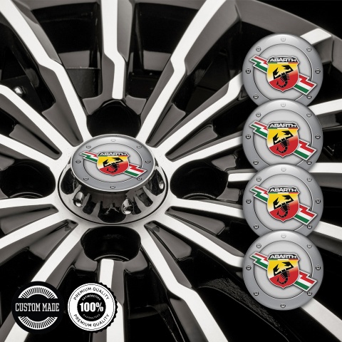Fiat Abarth Silicone Stickers for Center Wheel Caps Grey Motif Concept