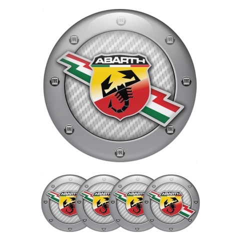 Fiat Abarth Domed Stickers for Wheel Center Caps White Carbon Edition