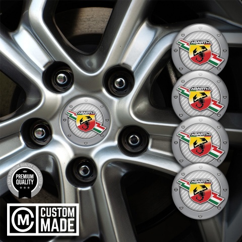 Fiat Abarth Domed Stickers for Wheel Center Caps White Carbon Edition