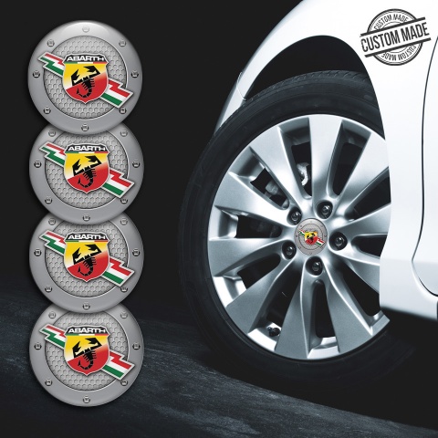 Fiat Abarth Stickers for Wheels Center Caps Grey Honeycomb Ring Edition