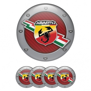 Fiat Abarth Emblem for Center Wheel Caps Red Carbon Grey Ring Edition