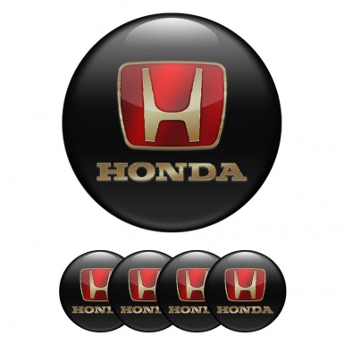 Honda Silicone Stickers for Center Wheel Caps Black Gold Logo Motif