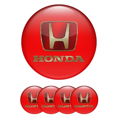 Honda Wheel Emblem for Center Caps Crimson Gold Red Logo Edition