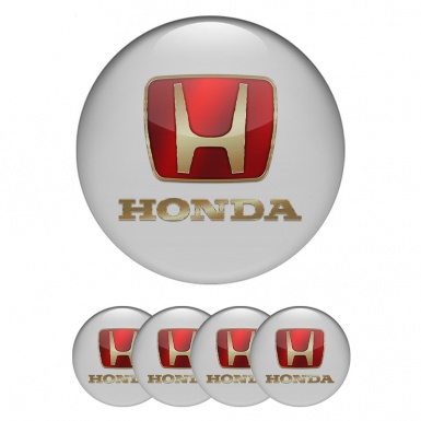 Honda Emblem for Wheel Center Caps Grey Fill Gold Red Edition