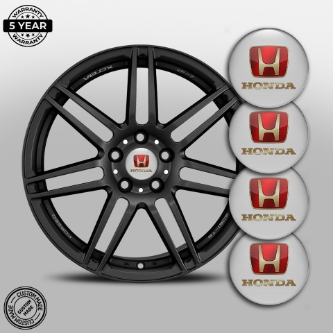 Honda Emblem for Wheel Center Caps Grey Fill Gold Red Edition