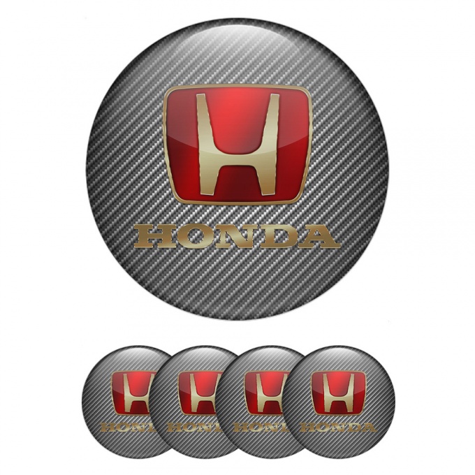 Honda Emblem for Center Wheel Caps Light Carbon Gold Red Edition