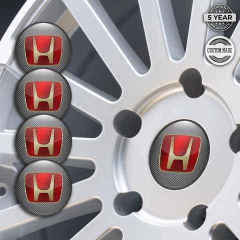 Honda Wheel Emblem for Center Caps Light Carbon Big Gold Gradient Logo