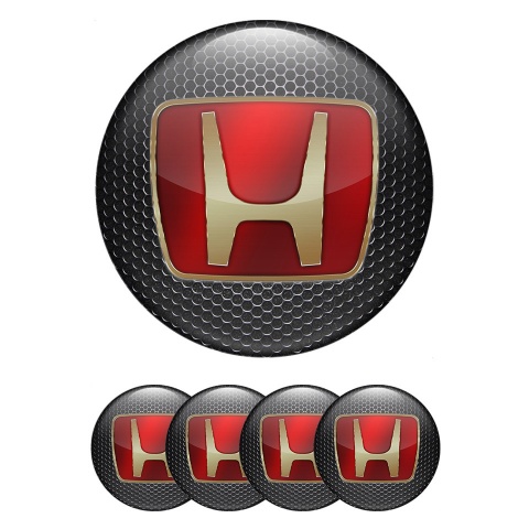 Honda Stickers for Wheels Center Caps Metallic Grate Gold Gradient Logo