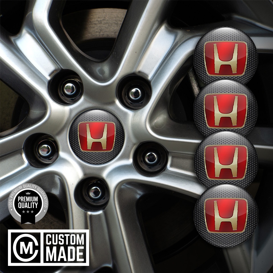Honda Stickers for Wheels Center Caps Metallic Grate Gold Gradient Logo ...