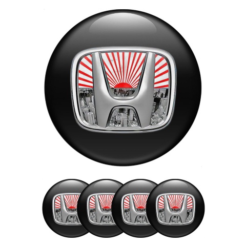 Honda Center Wheel Caps Stickers Black Polished Logo Tokyo Edition