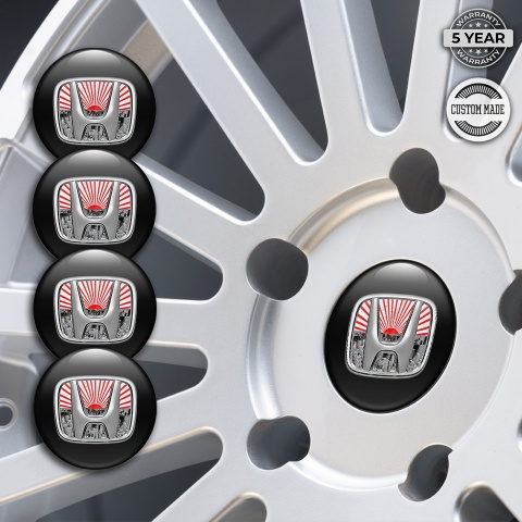 Honda Center Wheel Caps Stickers Black Polished Logo Tokyo Edition
