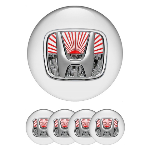 Honda Emblems for Center Wheel Caps White Polished Logo Tokyo City