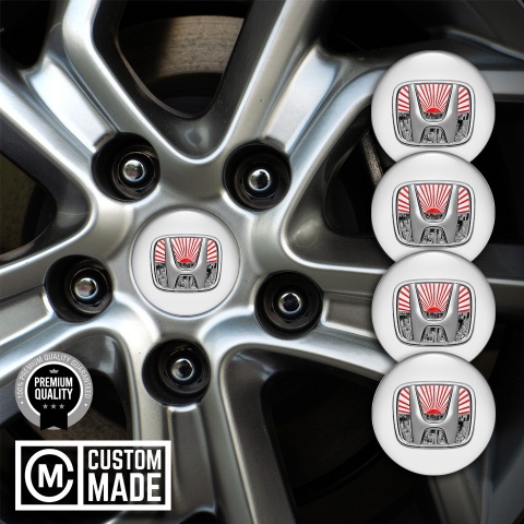 Honda Emblems for Center Wheel Caps White Polished Logo Tokyo City
