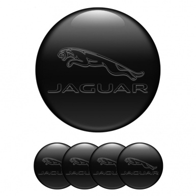 Jaguar Wheel Stickers for Center Caps Black Base Transparent Logo