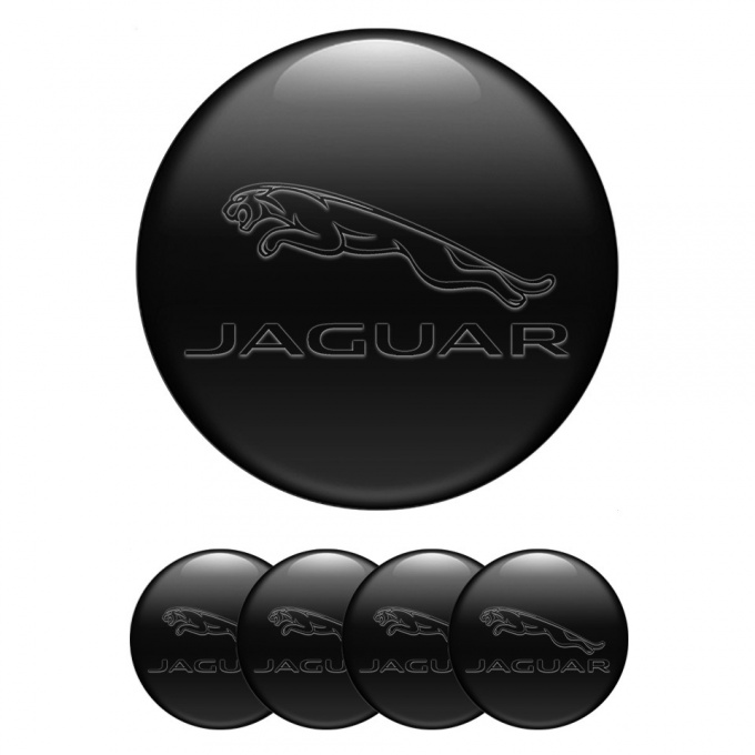 Jaguar Wheel Stickers for Center Caps Black Base Transparent Logo