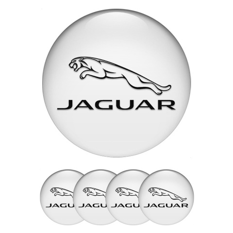 Jaguar Silicone Stickers for Center Wheel Caps White Pearl Black Logo