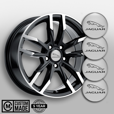 Jaguar Wheel Emblem for Center Caps Grey Motif Black Outline Logo