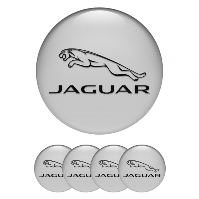 Jaguar Wheel Emblem for Center Caps Grey Motif Black Outline Logo