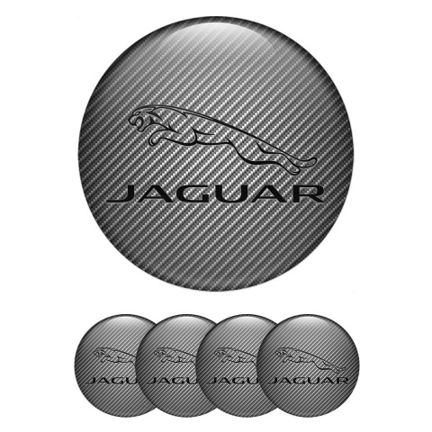 Jaguar Stickers for Wheels Center Caps Light Carbon Black Outline Logo