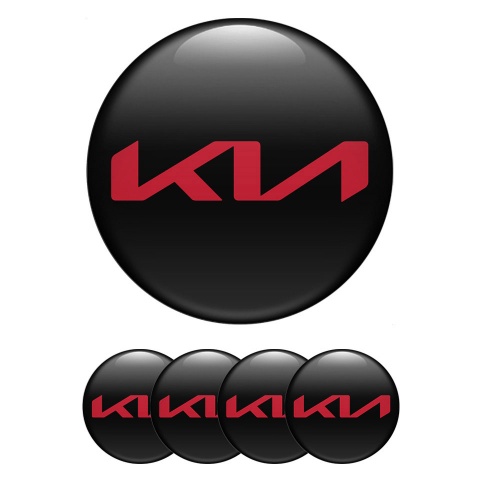 Kia Emblems for Wheel Center Caps Black Red