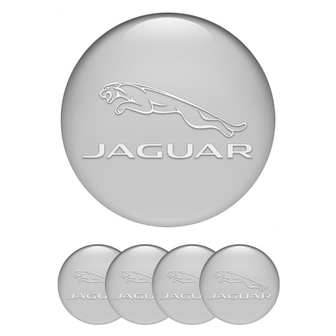Jaguar Silicone Stickers for Center Wheel Caps Grey Fill White Logo