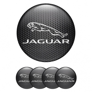 Jaguar Wheel Emblem for Center Caps Dark Grate White Logo Motif