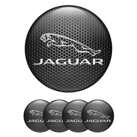 Jaguar Wheel Emblem for Center Caps Dark Grate White Logo Motif