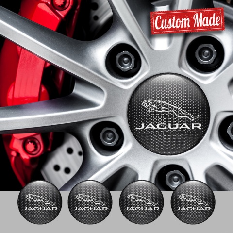 Jaguar Wheel Emblem for Center Caps Dark Grate White Logo Motif
