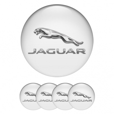 Jaguar Emblem for Wheel Center Caps White Base Chrome Color Logo