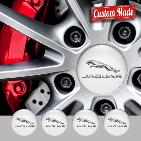 Jaguar Emblem for Wheel Center Caps White Base Chrome Color Logo