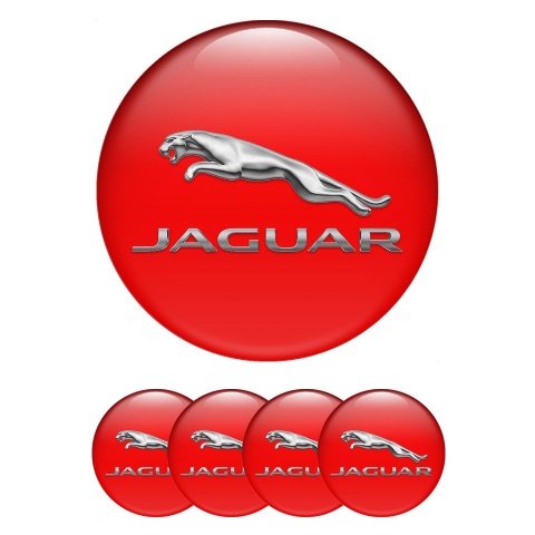 Jaguar Radkappen Aufkleber Silikon Rot 3D Logo