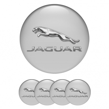 Jaguar Emblems for Center Wheel Caps Grey Background Chrome Logo