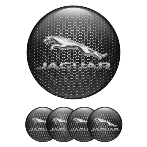 Jaguar Center Caps Wheel Emblem Dark Mesh Metallic Logo Design
