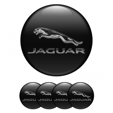 Jaguar Silicone Stickers for Center Wheel Caps Black Monochrome Logo