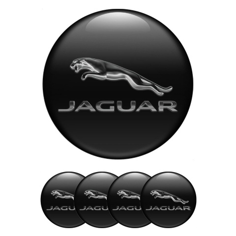 Jaguar Silicone Stickers for Center Wheel Caps Black Monochrome Logo